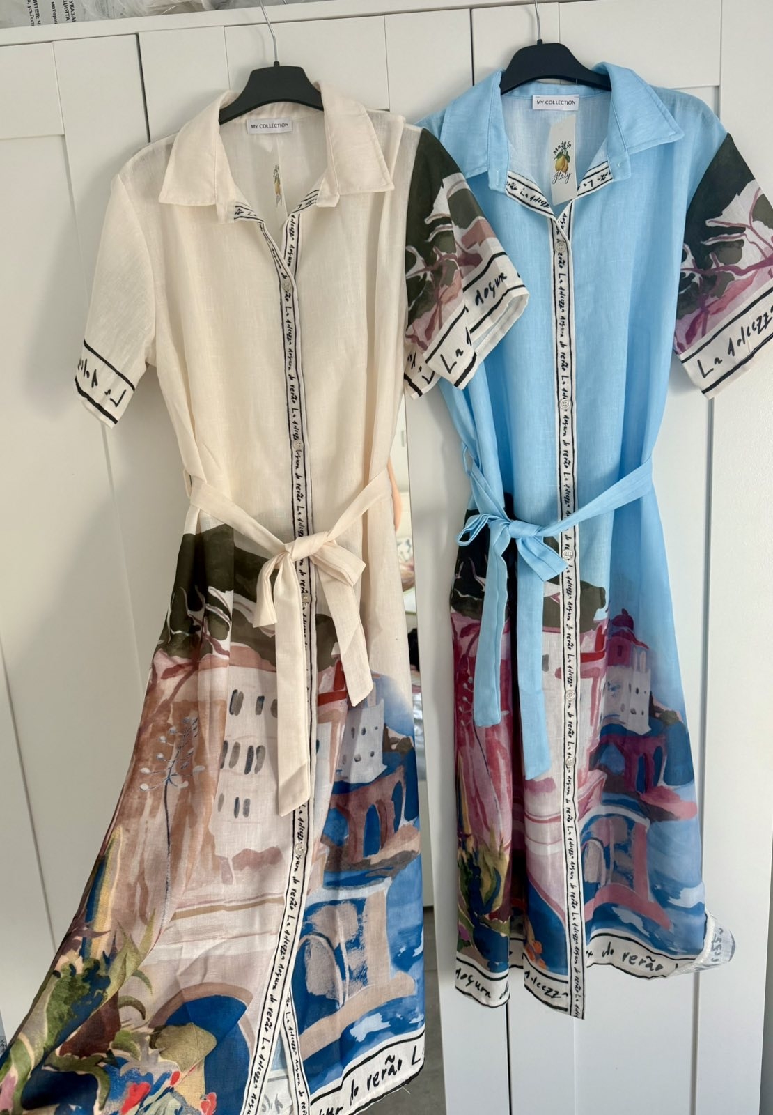 Рокля “Santorini Linen” с артистичен принт