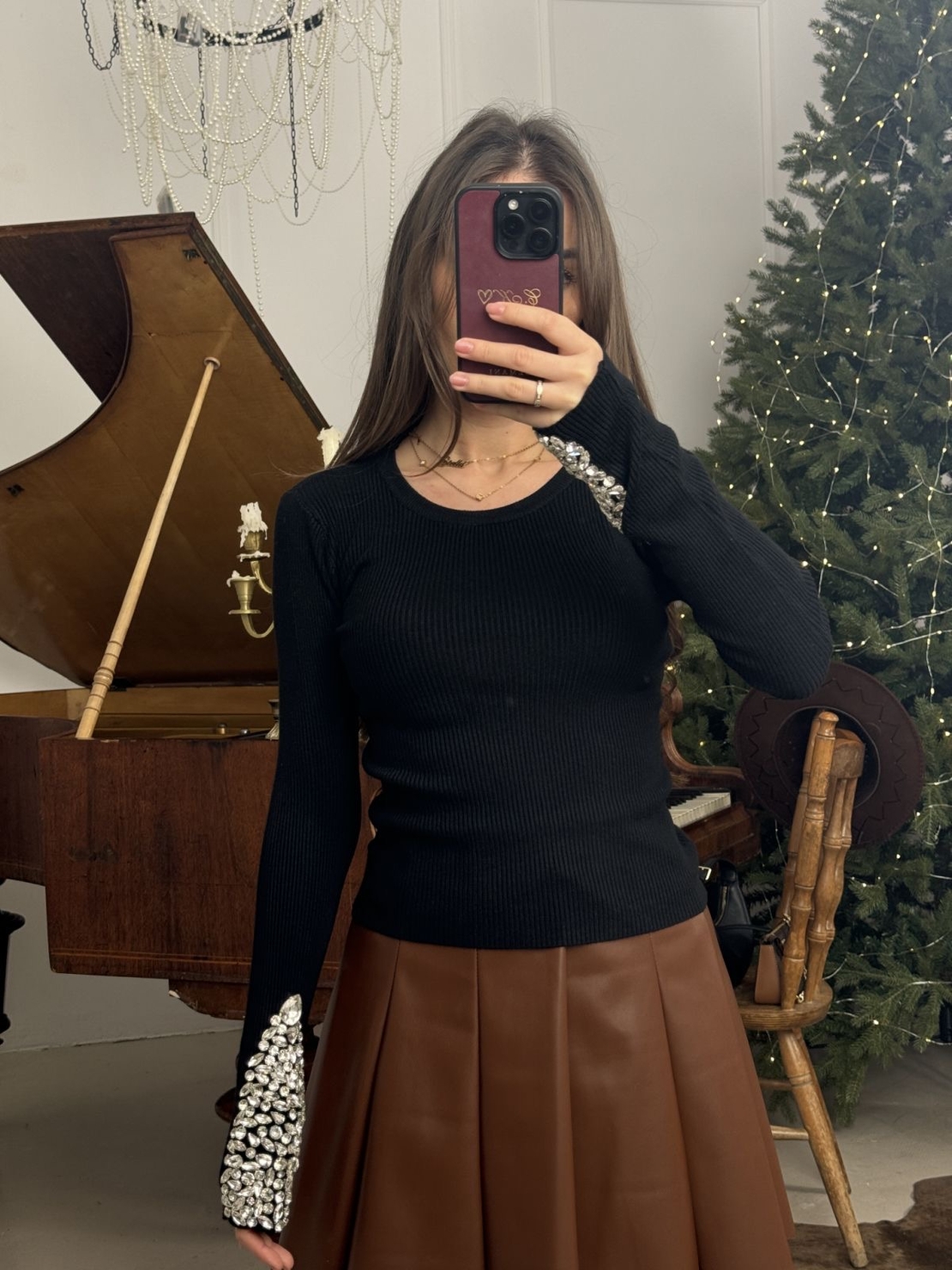 Блуза Crystal Elegance-черно