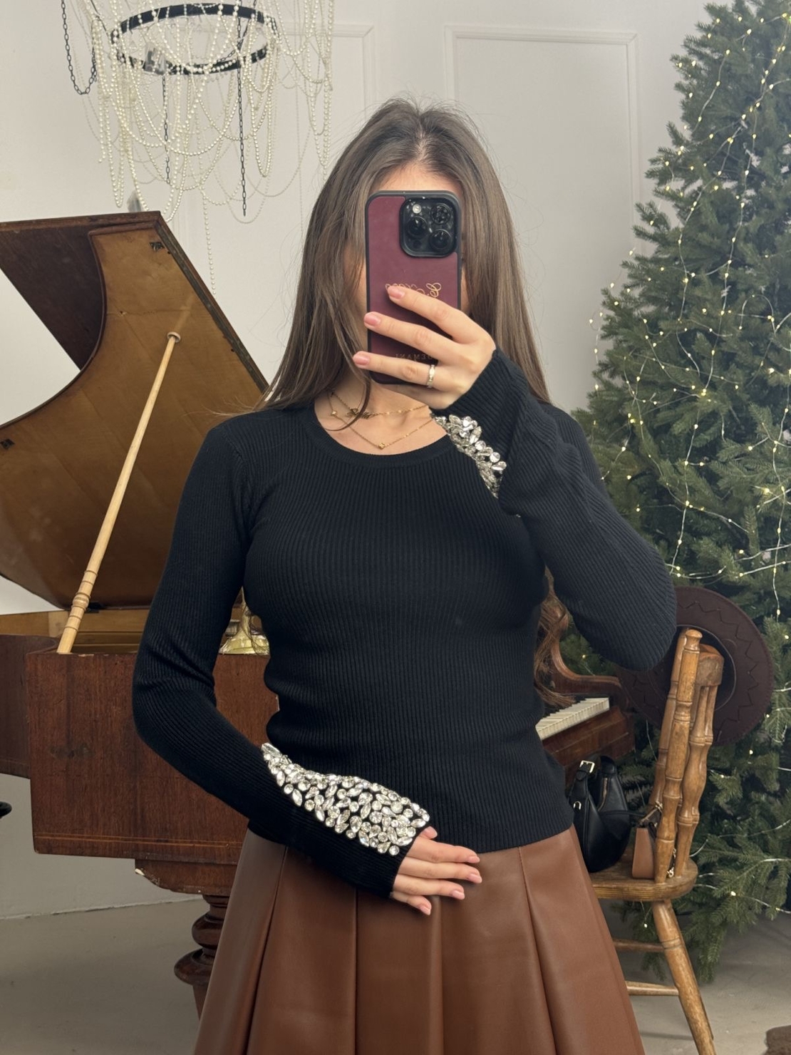 Блуза Crystal Elegance-черно