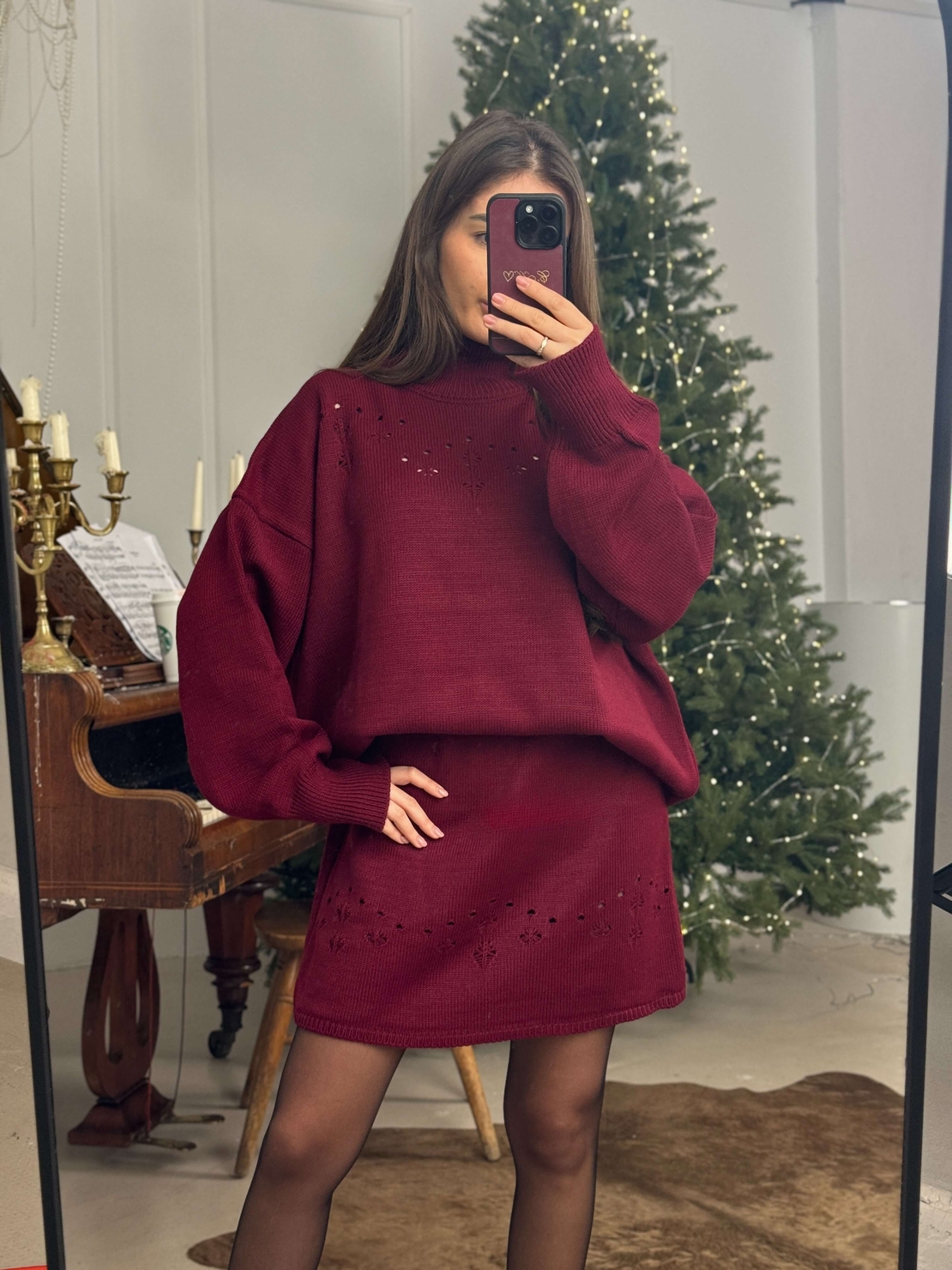 Плетен комплект Cozy Chic-малина