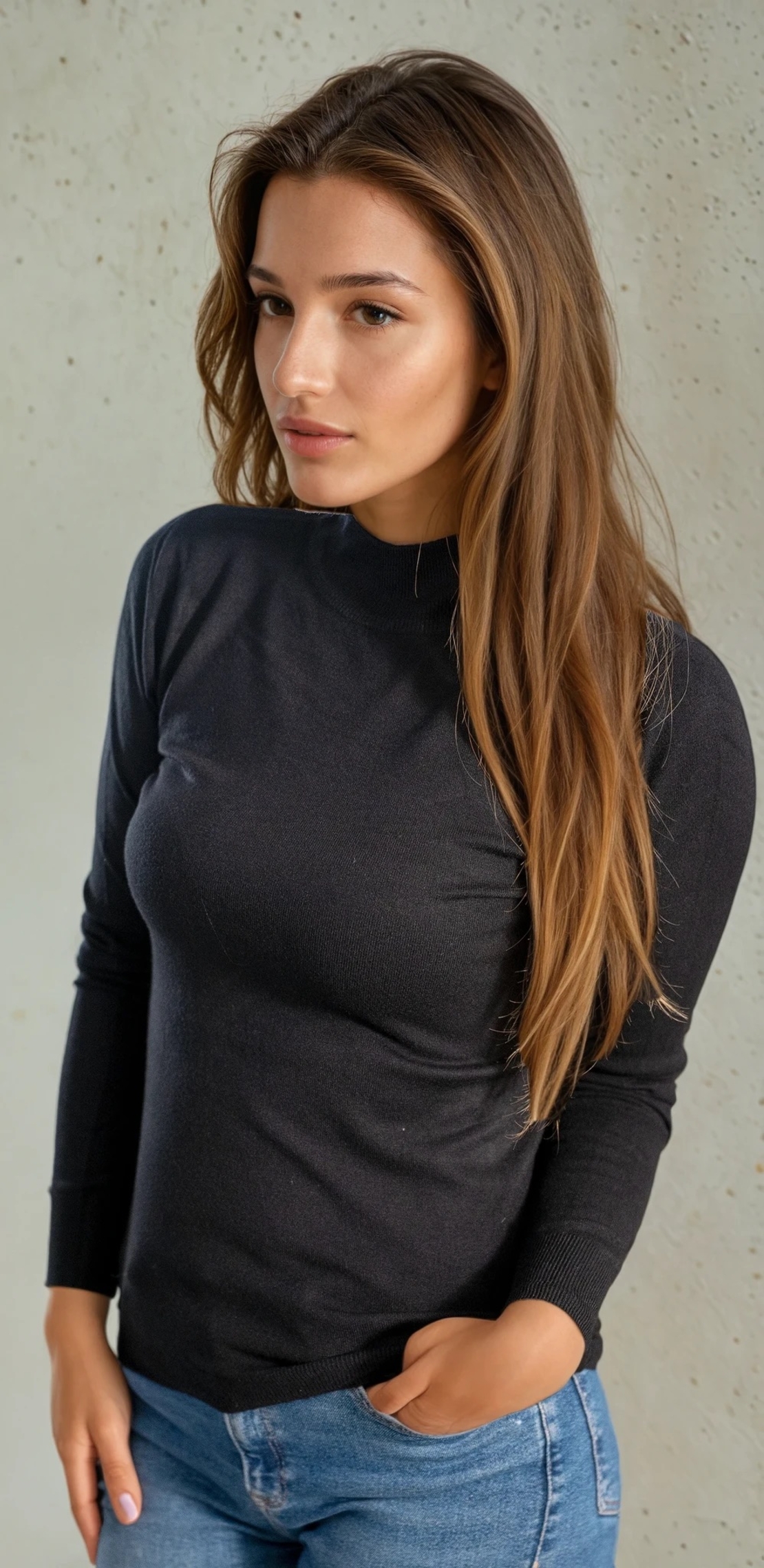 Полуполо с кашмир -черно