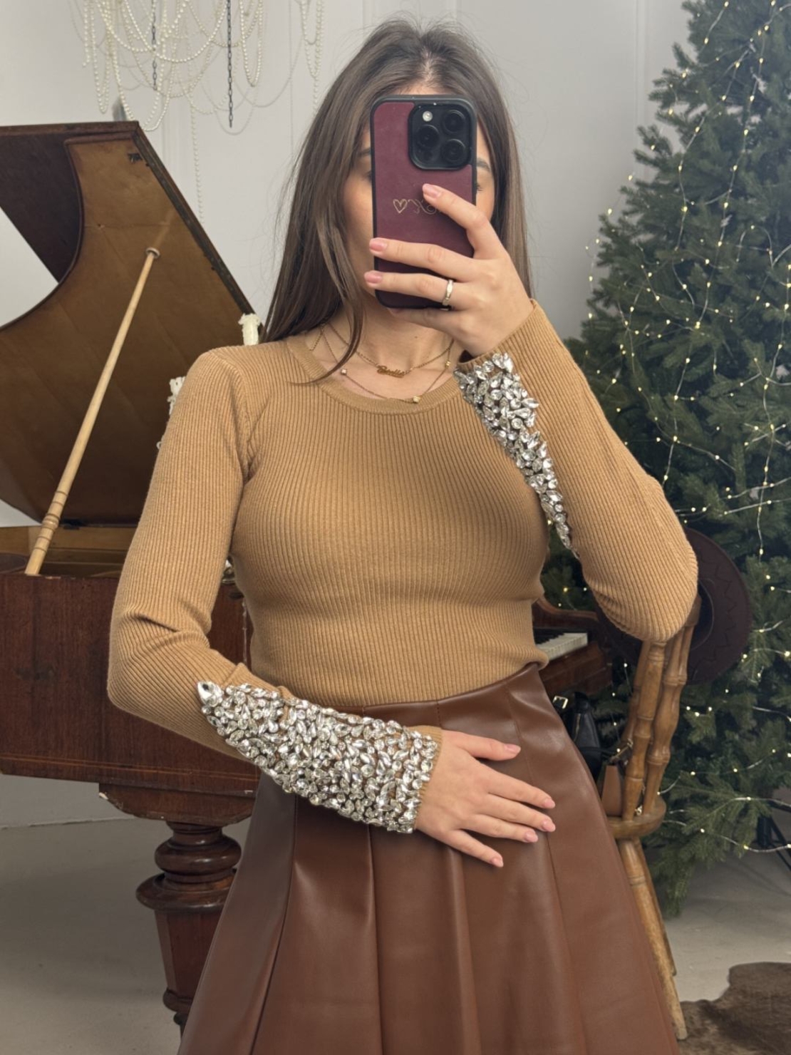 Блуза Crystal Elegance-камел