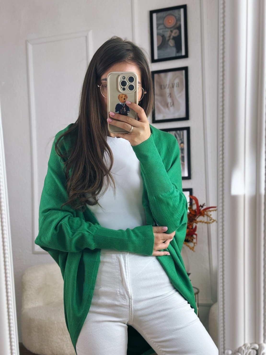 Жилетка кръг с кашмир - наситено зелено