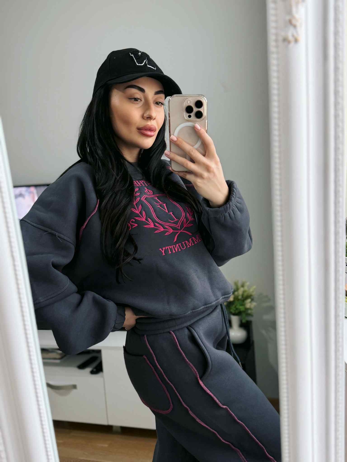 Дамски спортен комплект Aesthetic Community (суитшърт + панталон)-син