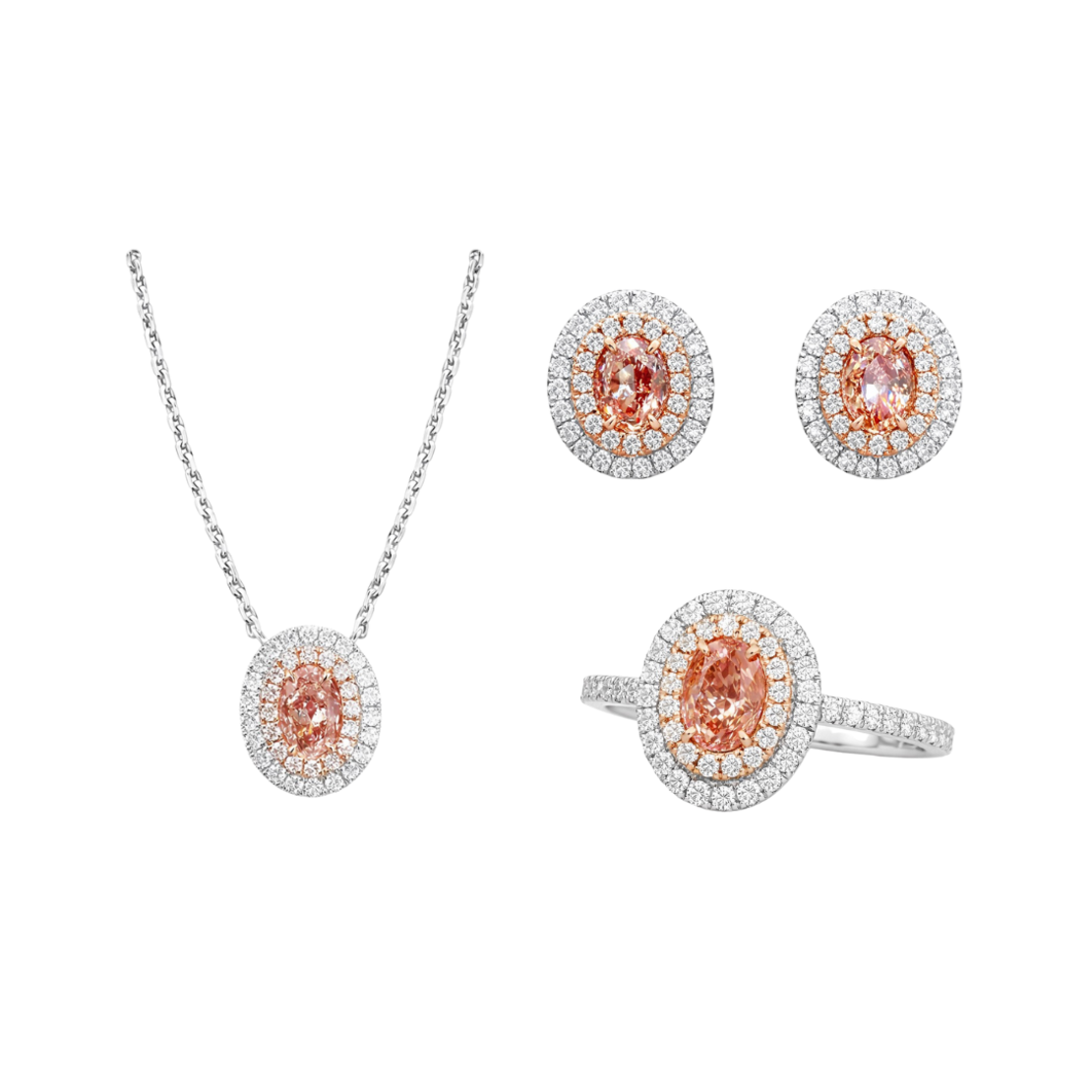 4.73 ct Set with fancy pink diamonds