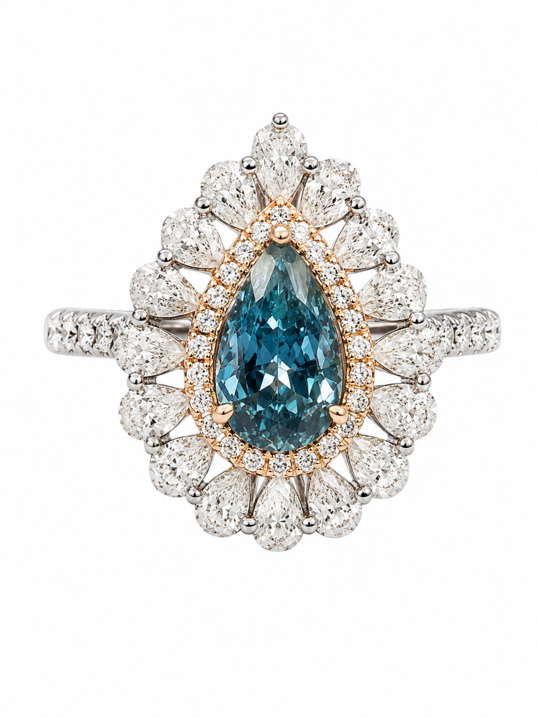 2.43 ct Blue fancy diamond necklace and ring in one