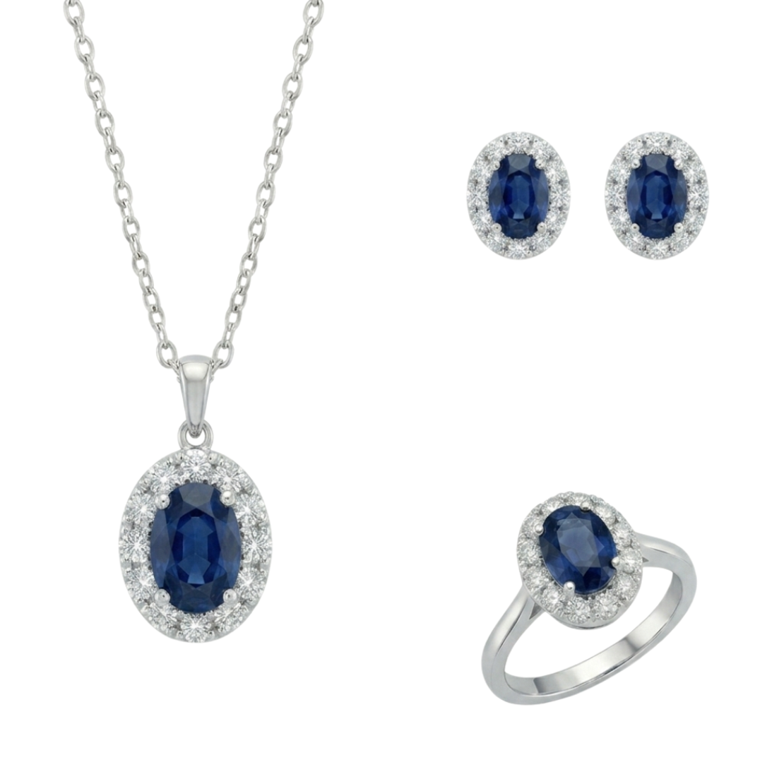 3.29 ct Diamonds and sapphires set