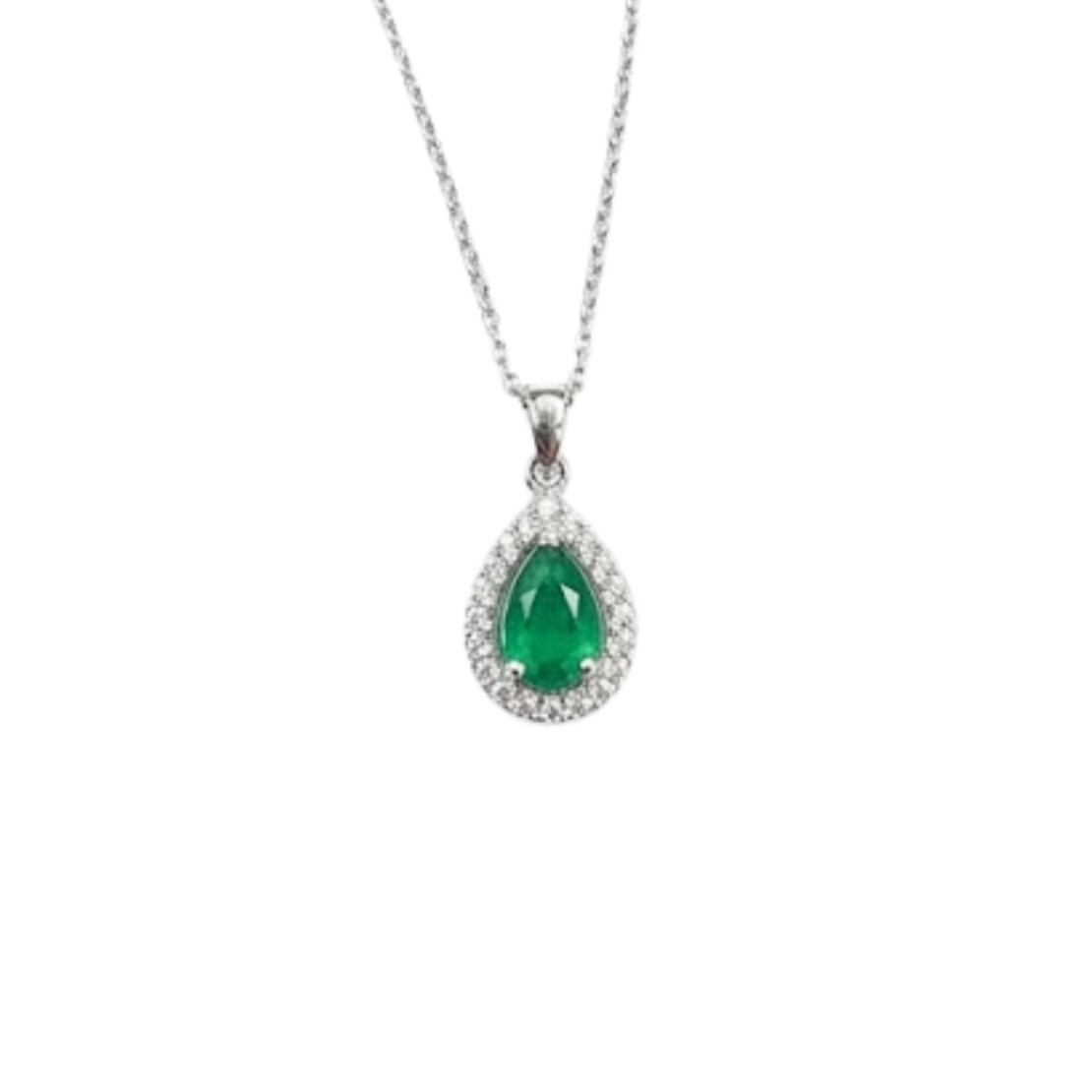0.41 ct Necklace with emeralds and diamonds