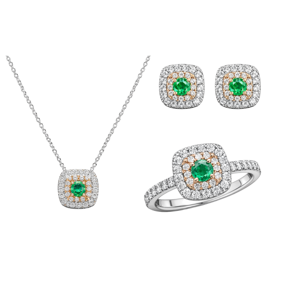 1.48 ct Set with natural green diamonds