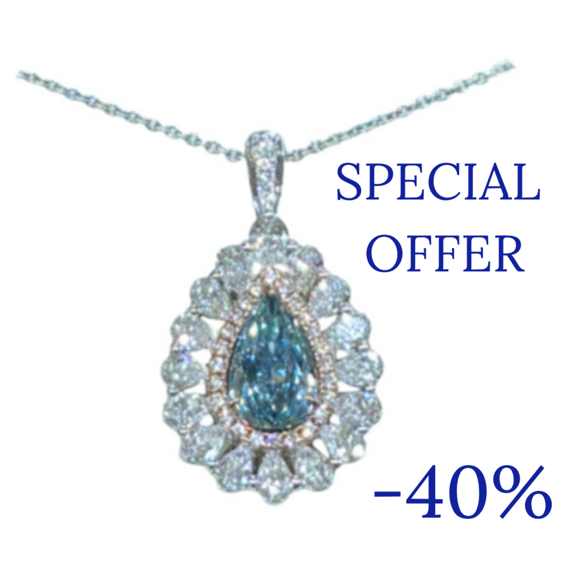 2.43 ct Blue fancy diamond necklace and ring in one