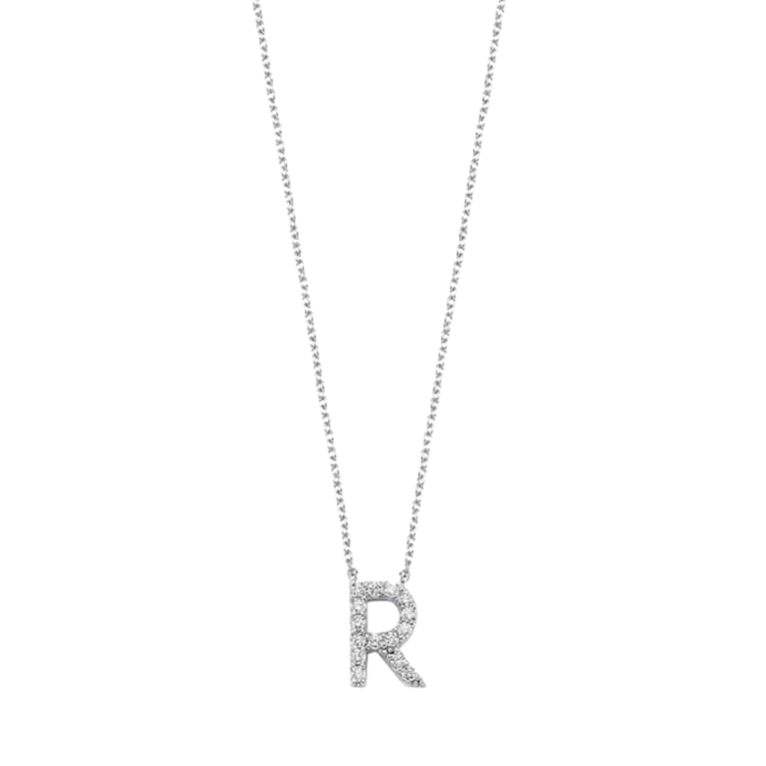 0.17 ct R letter diamond necklace