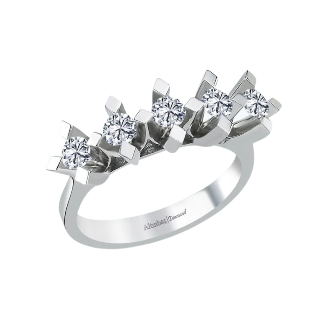 0.91 к Кольцо с 5 бриллиантами