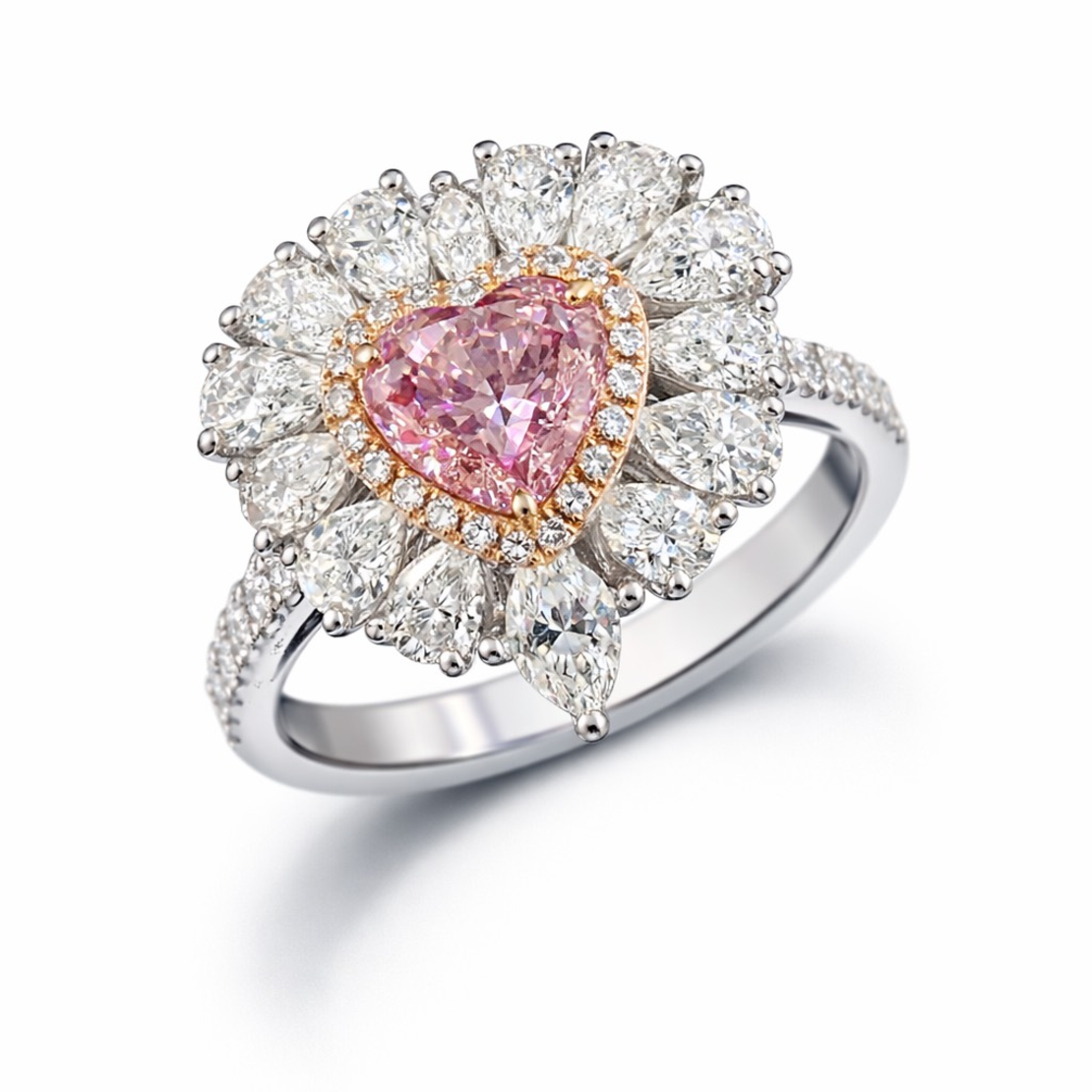 3.43 ct Investment fancy pink diamond ring and necklace