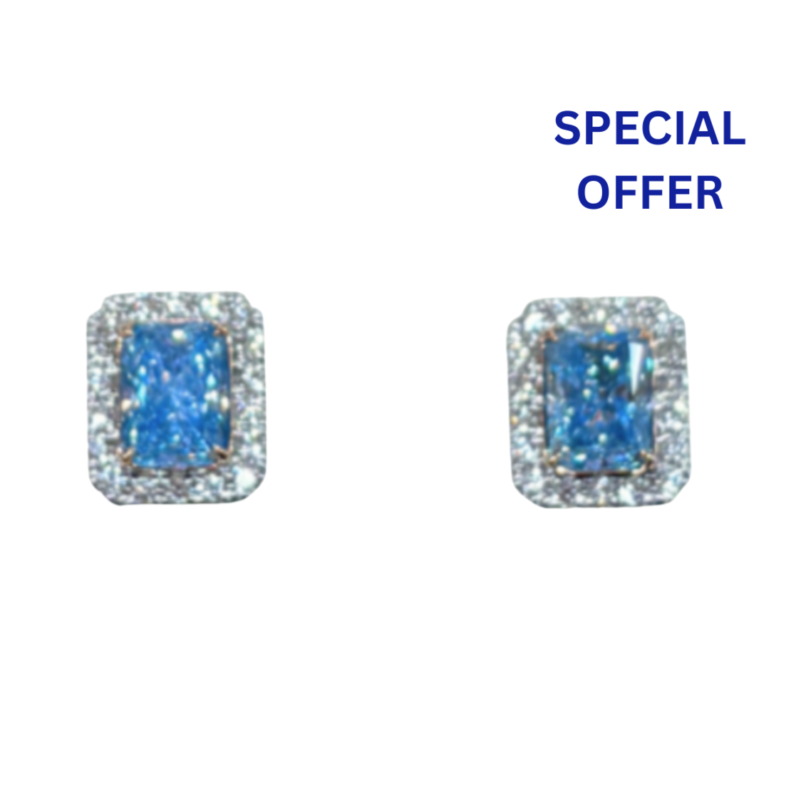 2.44 ct Fancy blue diamond earrings