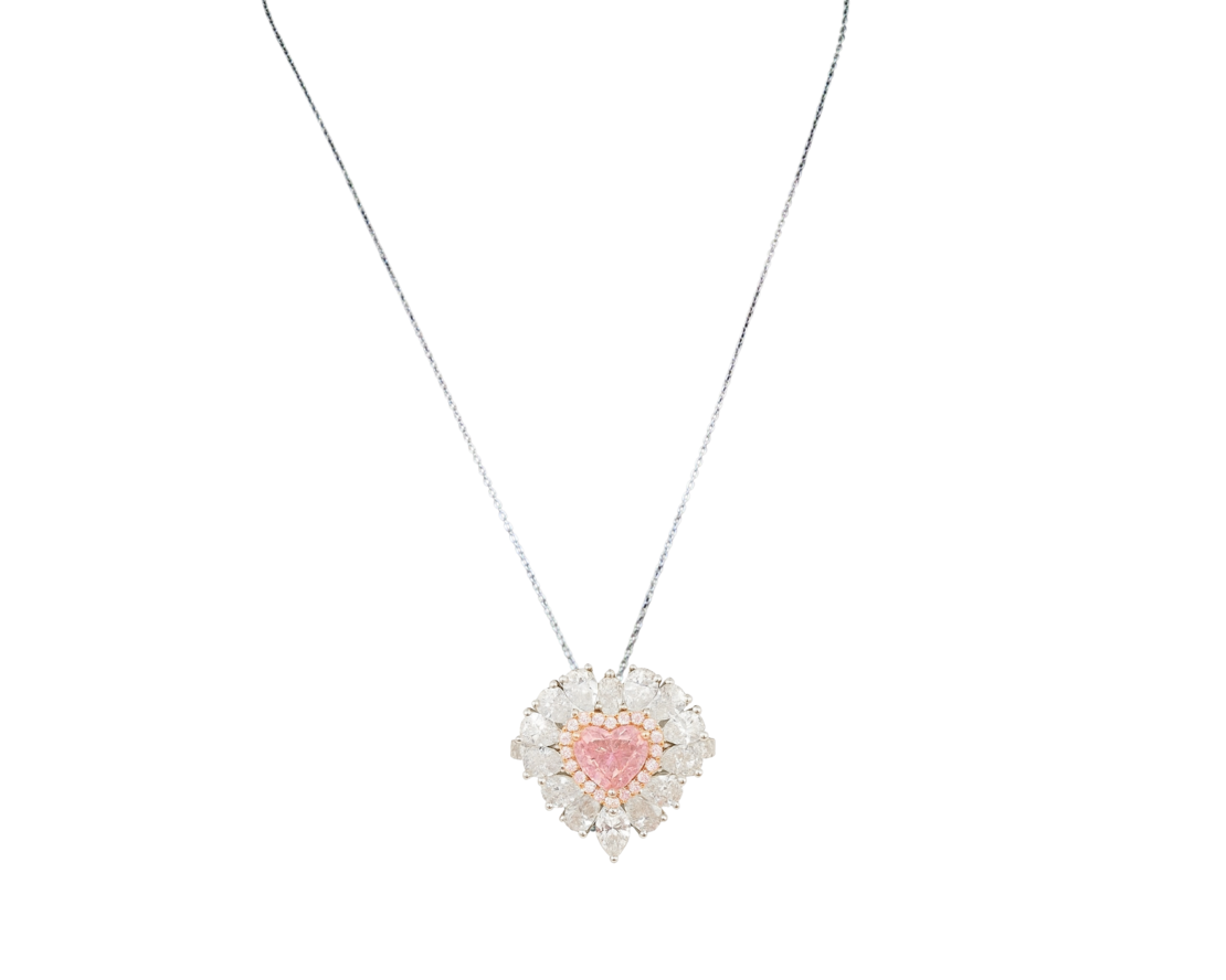 Кольцо и ожерелье с розовым бриллиантом весом 3.43 карата