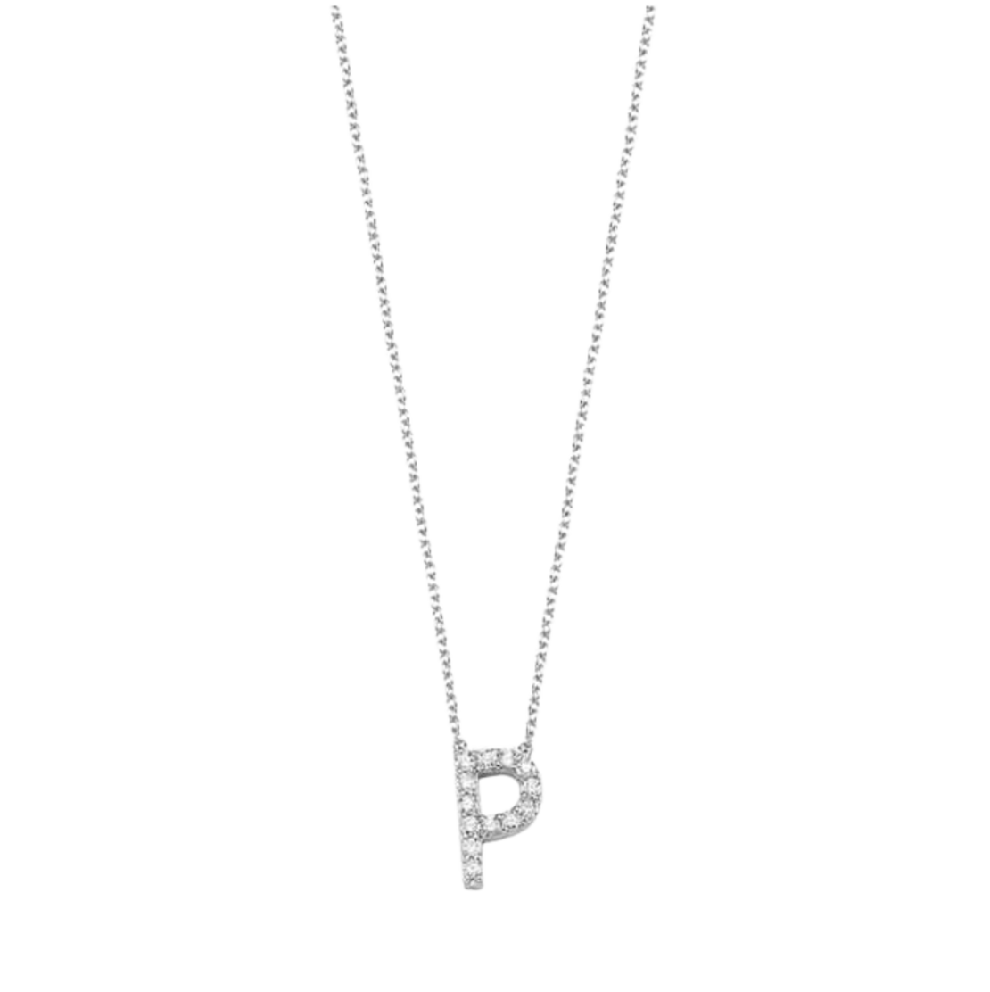 0.15 ct P letter diamond necklace