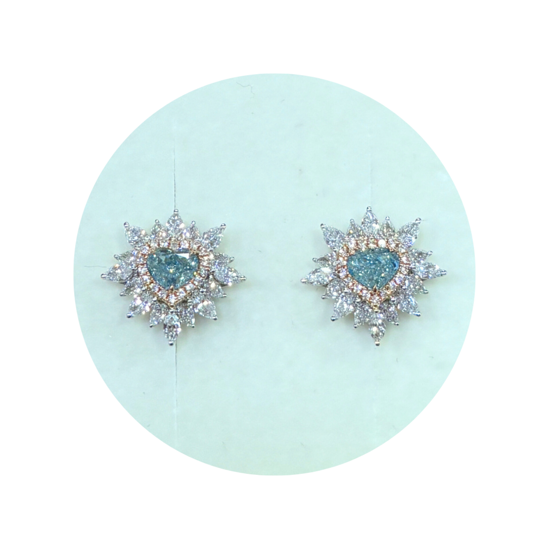 2.36 ct Fancy blue colored diamond earrings