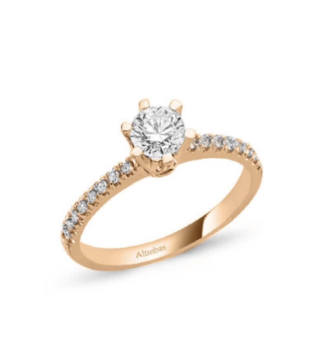 0.38 к Пръстен с диаманти на розово злато