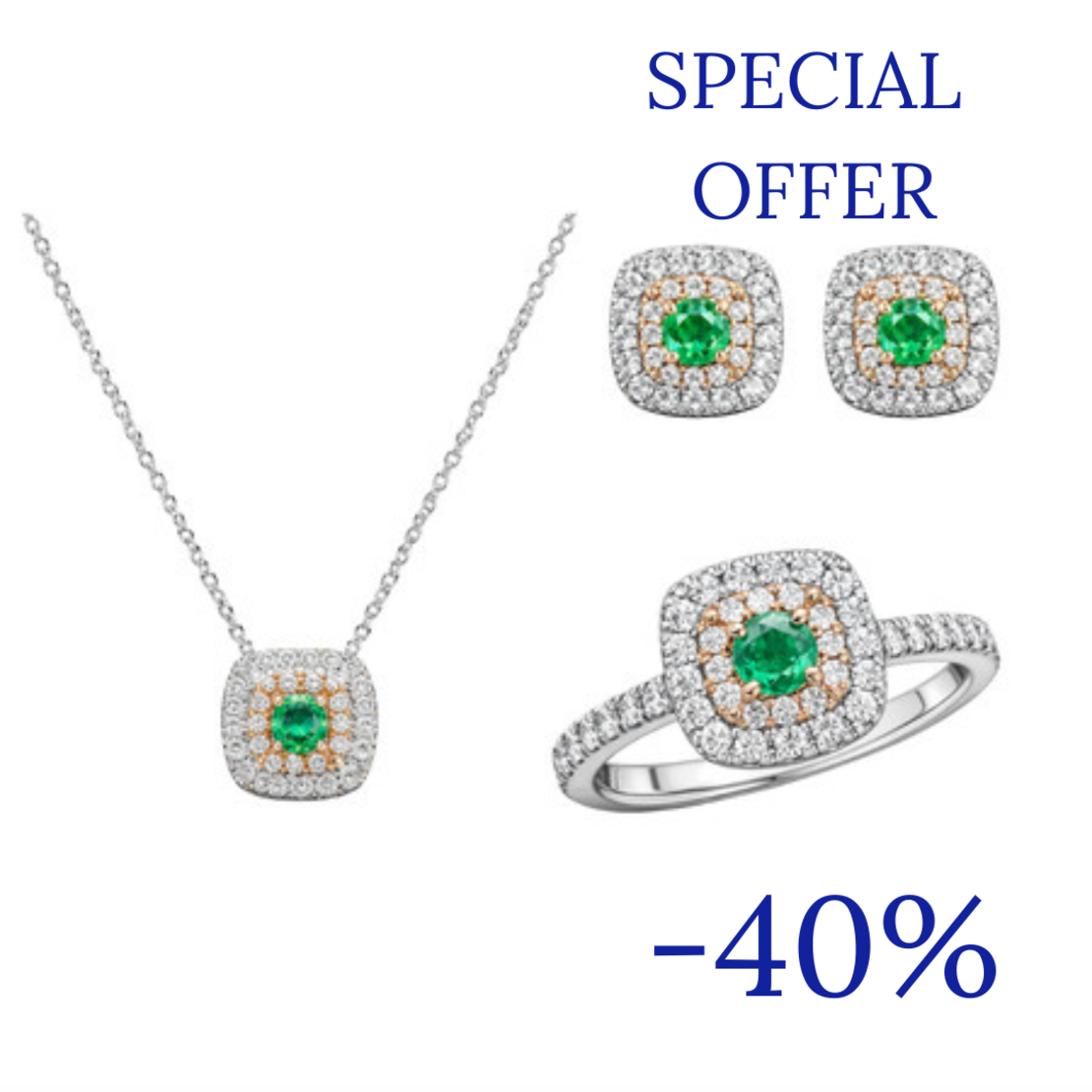 1.48 ct Set with natural green diamonds