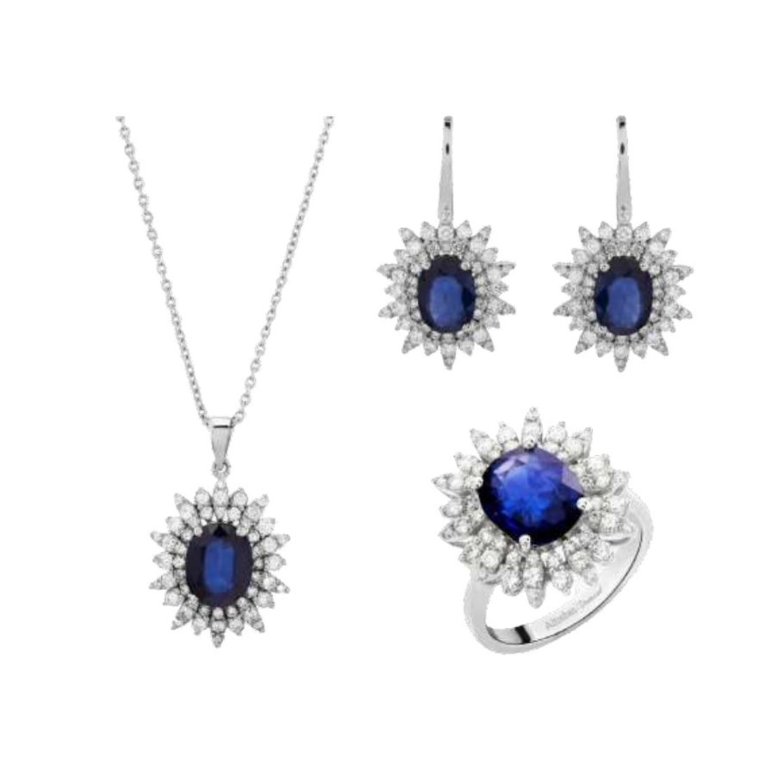 9.92 k Set with sapphires and diamonds