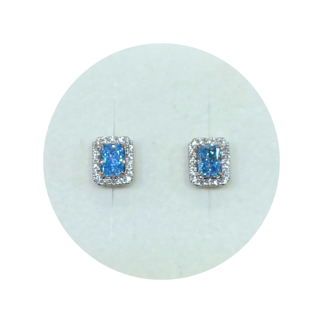 2.44 ct Fancy blue diamond earrings