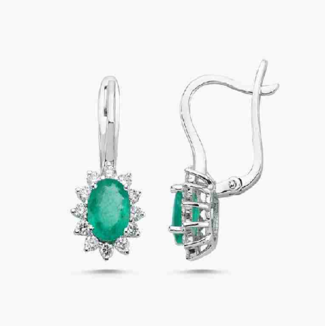 2.05 ct Earrings with emeralds and diamonds