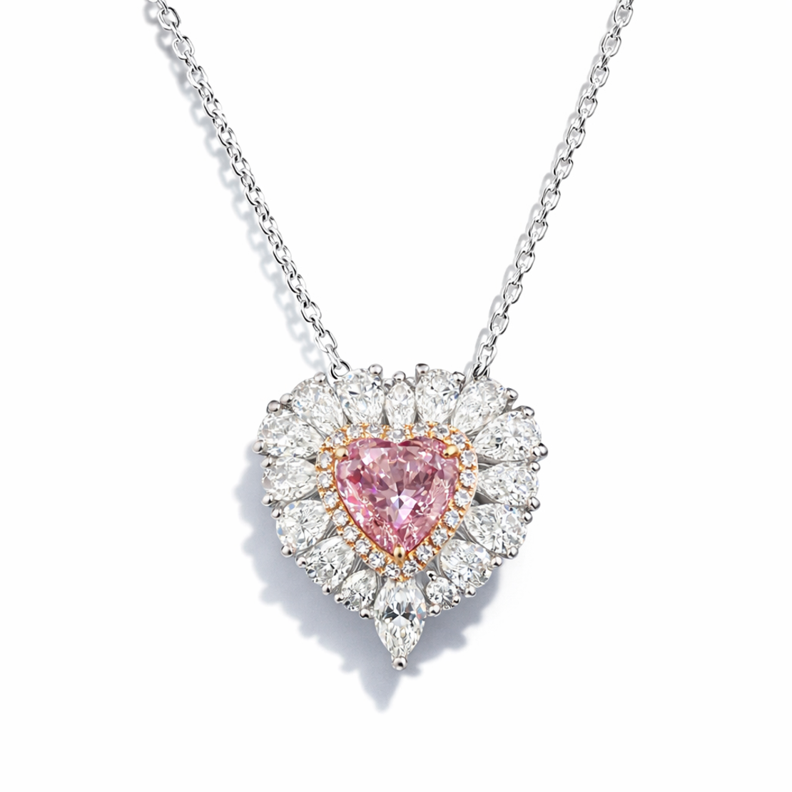 3.43 ct Investment fancy pink diamond ring and necklace