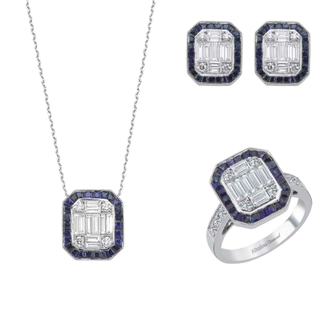 5.26 k Set with diamonds and sapphires