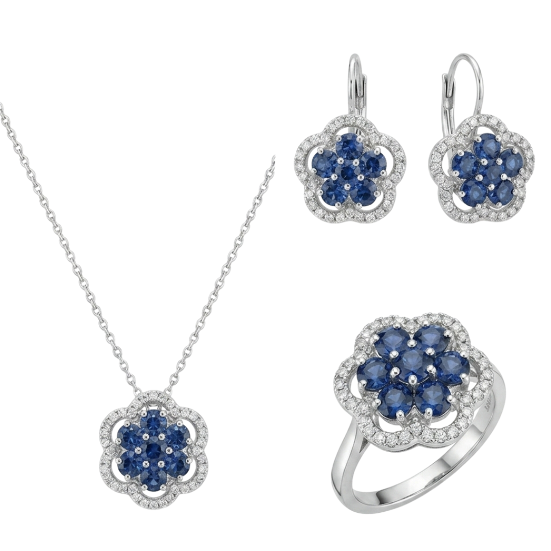 2.54 ct Diamonds and sapphires set