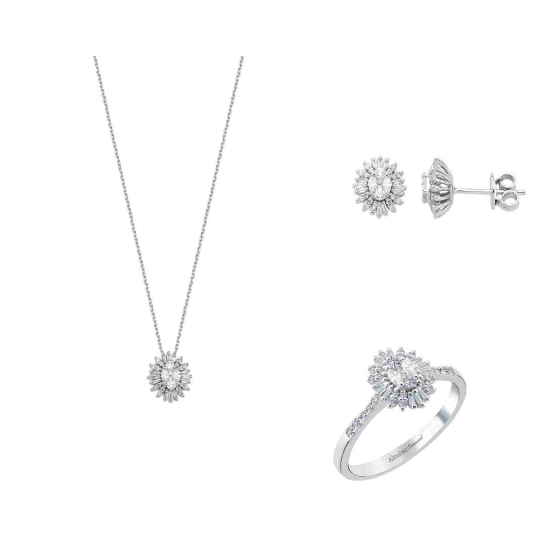1.03 ct White gold baguette set