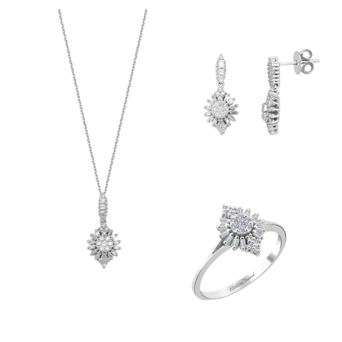 0.93 ct White gold baguette set