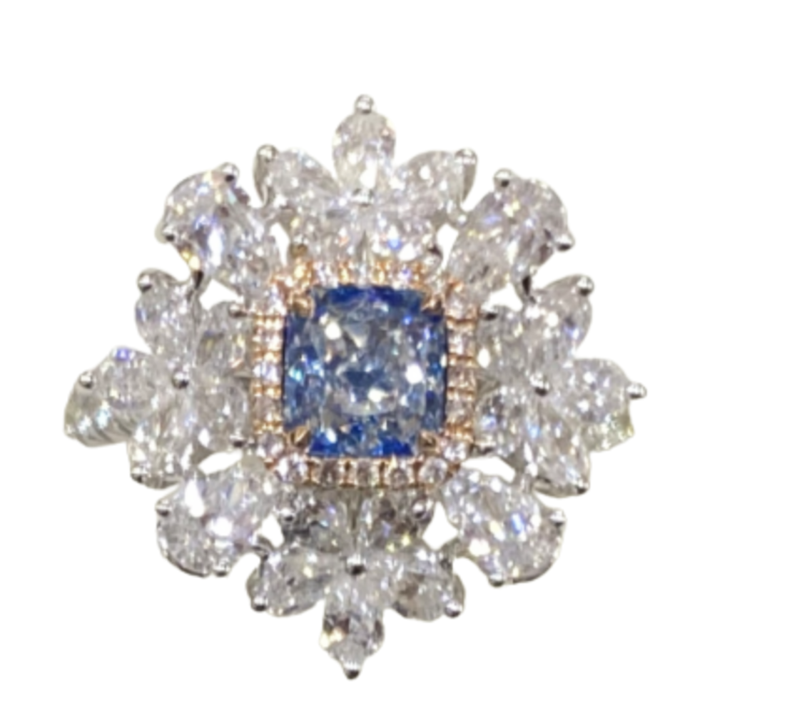 3.06 ct Fancy blue diamond ring