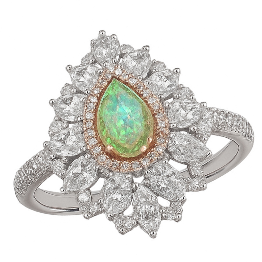 Кольцо с зеленый бриллиантом весом 2.01 карата