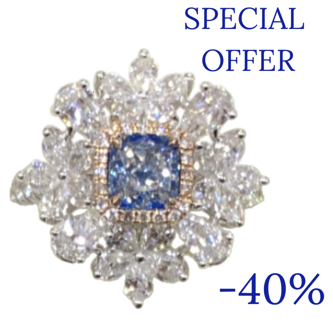 3.06 ct Fancy blue diamond ring