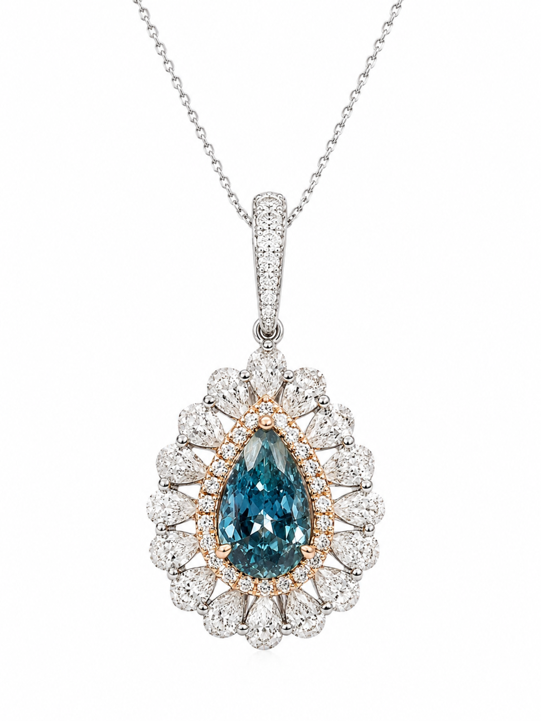 2.43 ct Blue fancy diamond necklace and ring in one