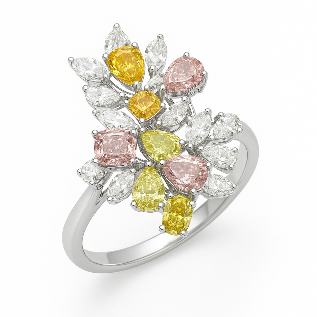 1.71 к Пръстен с цветни диаманти