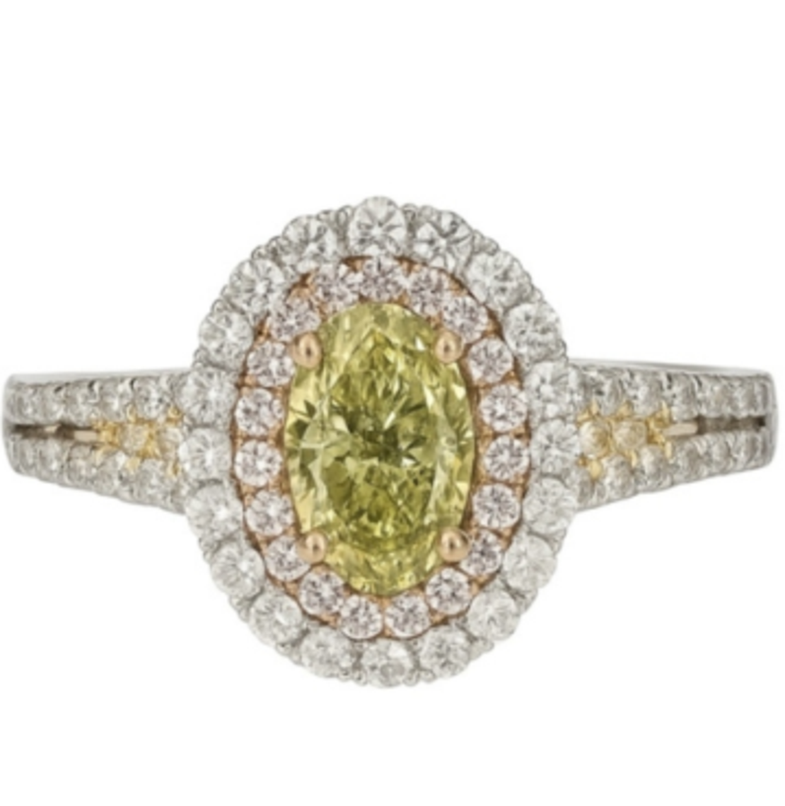 1.67 ct Fancy green diamond ring