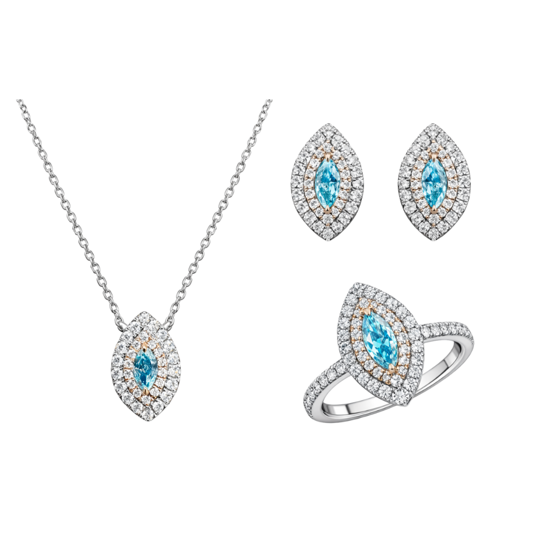 1.79 ct Set with blue diamonds