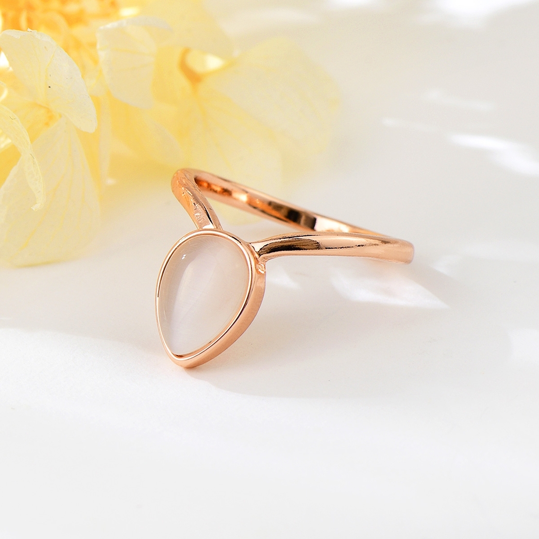 Пръстен розово позлатяване капка | Колекция Rose Gold