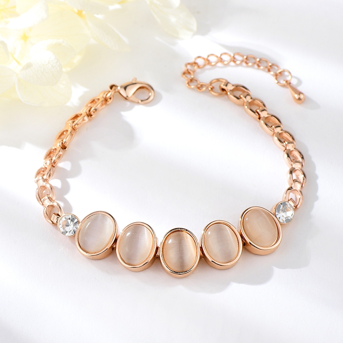 BRACELET ROSE GOLD PLATING CAT'S EYE