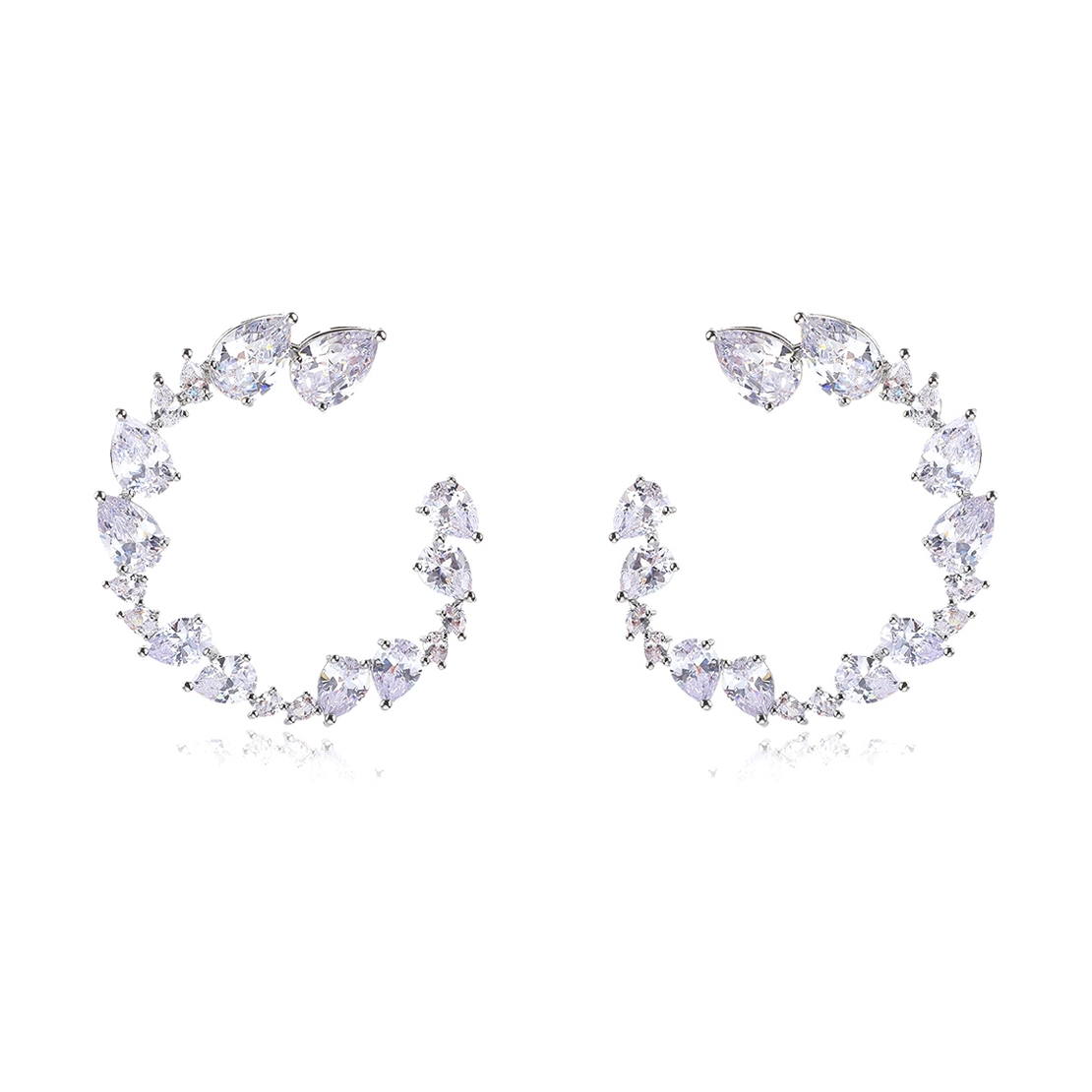 WHITE GOLD PLATED EARRINGS CRYSTAL DROPS