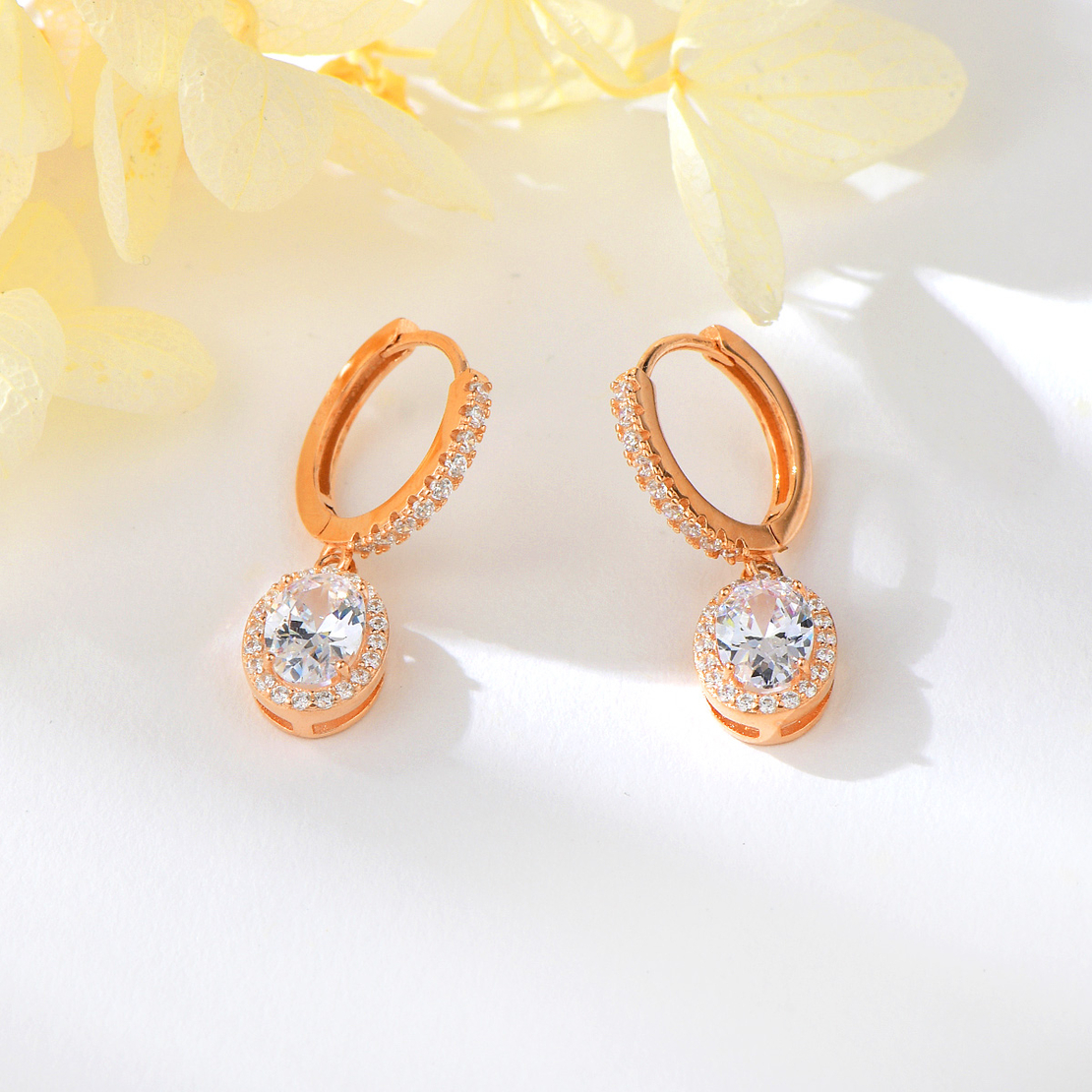 Сребърни обеци розово позлатяване 2700000044896 | колекция Delicate Silver