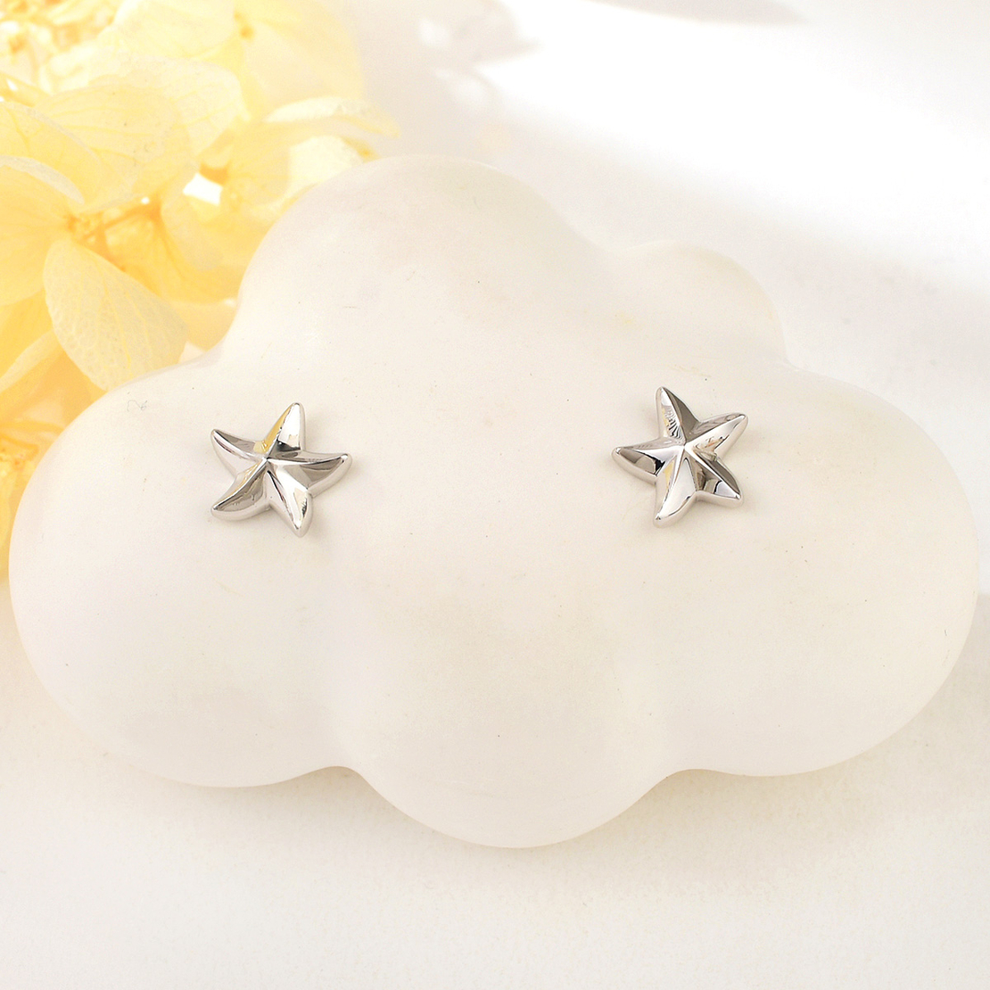 STARFISH SILVER EARRINGS WITH RHODIUM