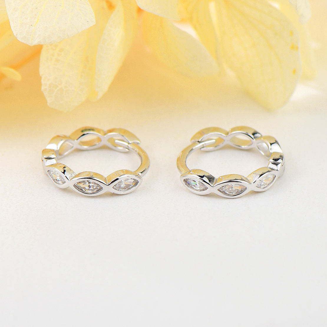 Сребърни обеци Халки с родий 2700000052785 | колекция Delicate Silver