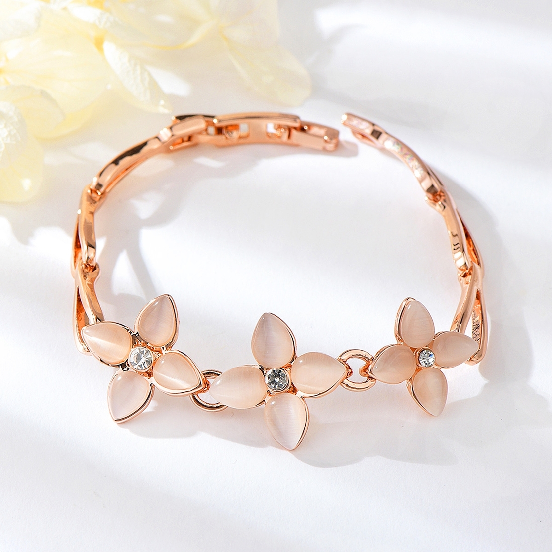 BRACELET ROSE GOLD PLATING CAT'S EYE