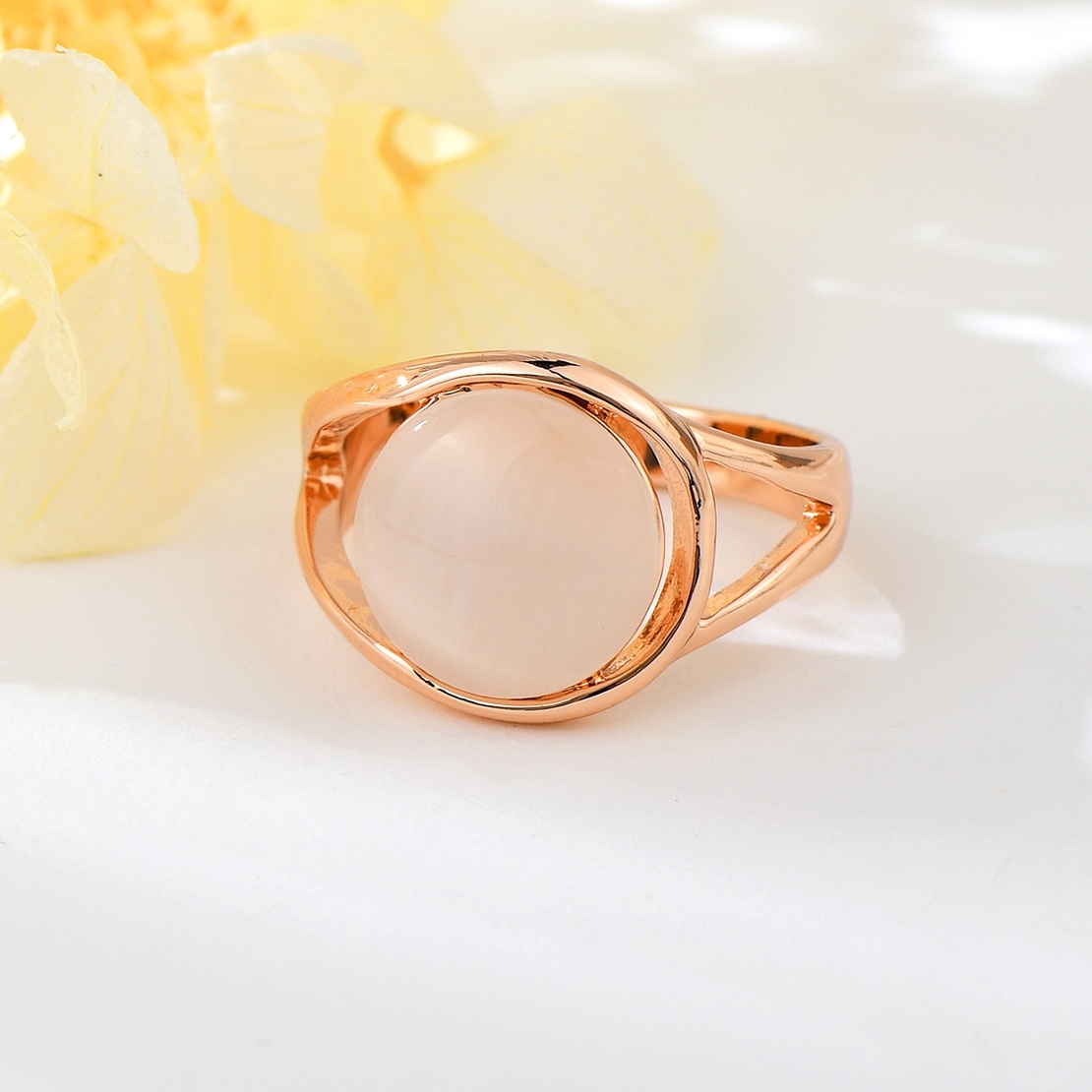 Пръстен розово позлатяване кръгло котешко око K300428R | Колекция Rose Gold
