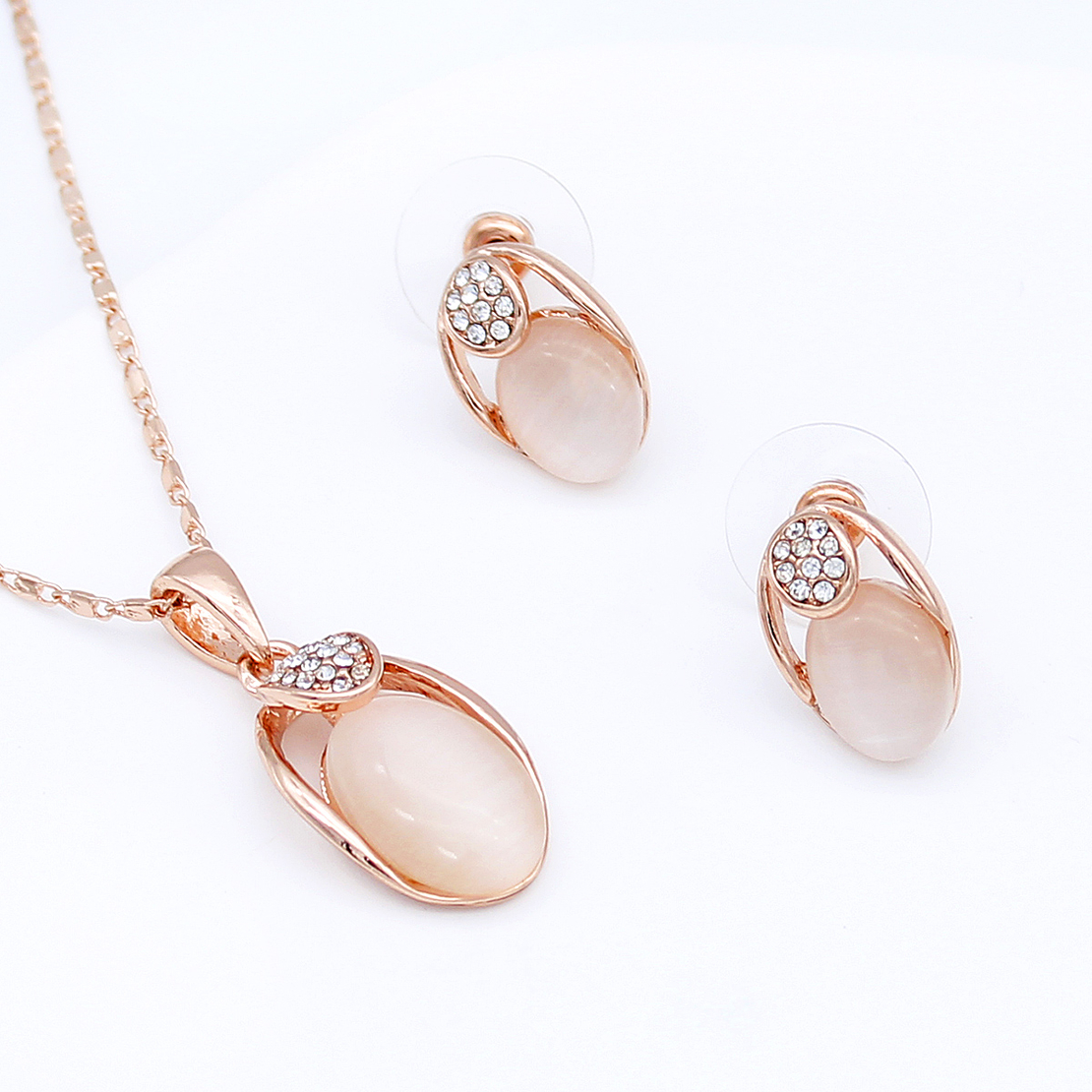 Комплект розово позлатяване котешко око 2610000004557 | Колекция Rose Gold