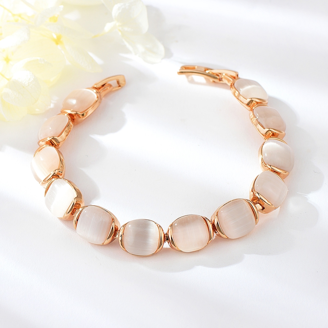 BRACELET ROSE GOLD PLATING CAT'S EYE