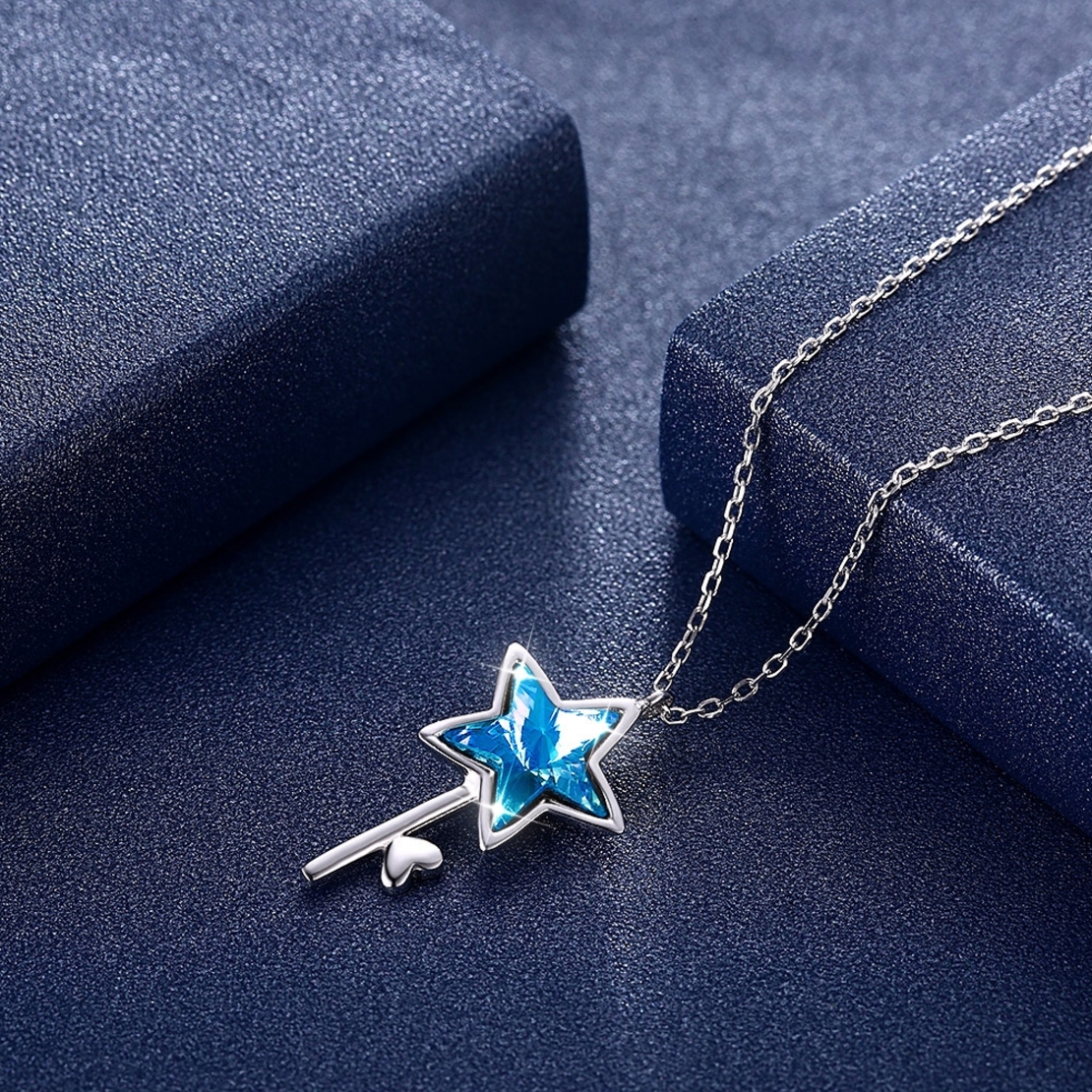 Сребърно колие звезда син Swarovski Crystals | колекция Delicate Silver
