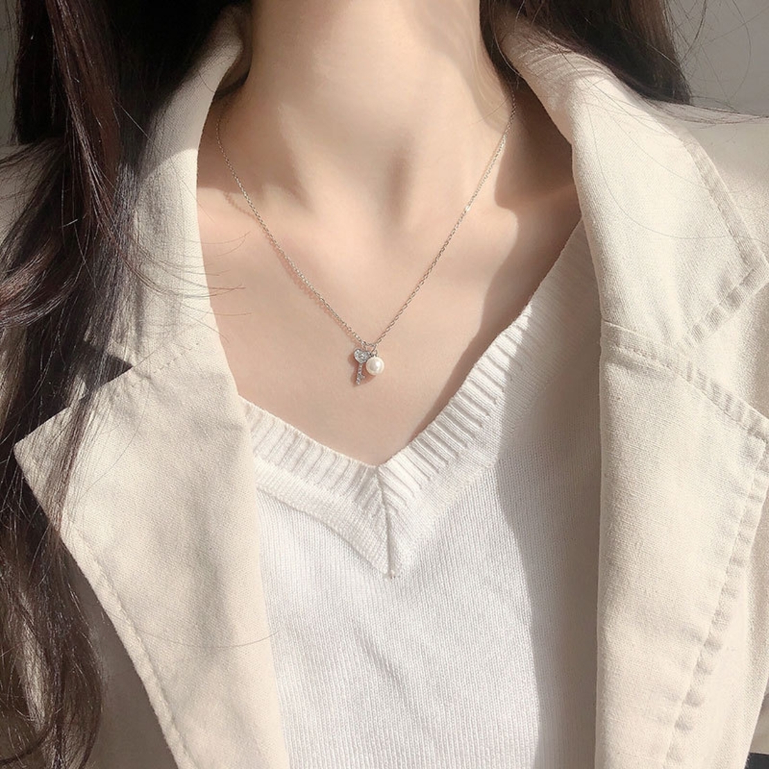 Сребърно колие Ключ Swarovski Crystals 2700000027943 | колекция Delicate Silver